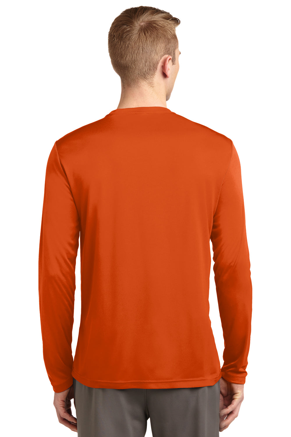 Sport-Tek ST350LS Mens Competitor Moisture Wicking Long Sleeve Crewneck T-Shirt Orange Back