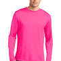 Sport-Tek Mens Competitor Moisture Wicking Long Sleeve Crewneck T-Shirt - Neon Pink