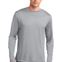 Sport-Tek Mens Competitor Moisture Wicking Long Sleeve Crewneck T-Shirt - Silver Grey
