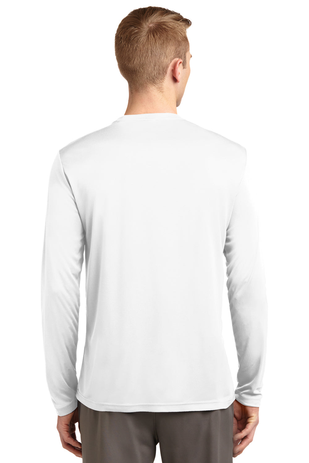 Sport-Tek ST350LS Mens Competitor Moisture Wicking Long Sleeve Crewneck T-Shirt White Back