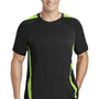 Sport-Tek Mens Competitor Moisture Wicking Short Sleeve Crewneck T-Shirt - Black/Lime Shock Green