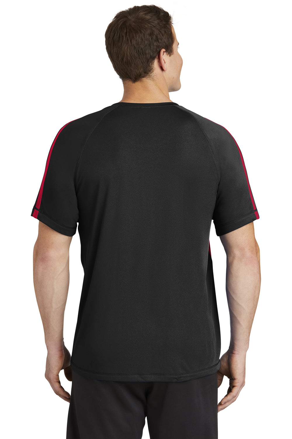 Sport-Tek ST351 Mens Competitor Moisture Wicking Short Sleeve Crewneck T-Shirt Black/Red Back