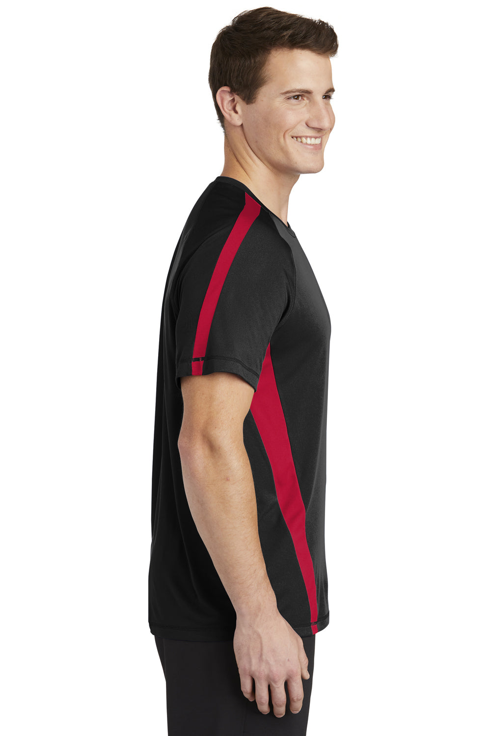 Sport-Tek ST351 Mens Competitor Moisture Wicking Short Sleeve Crewneck T-Shirt Black/Red Side