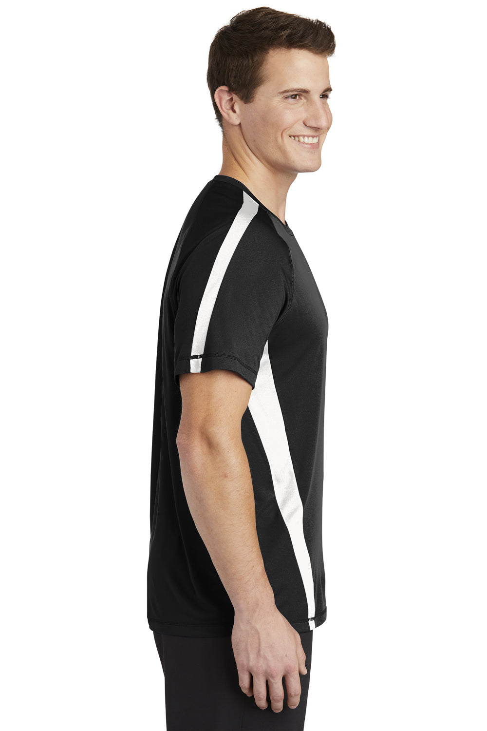 Sport-Tek ST351 Mens Competitor Moisture Wicking Short Sleeve Crewneck T-Shirt Black/White Side