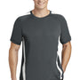 Sport-Tek Mens Competitor Moisture Wicking Short Sleeve Crewneck T-Shirt - Iron Grey/White