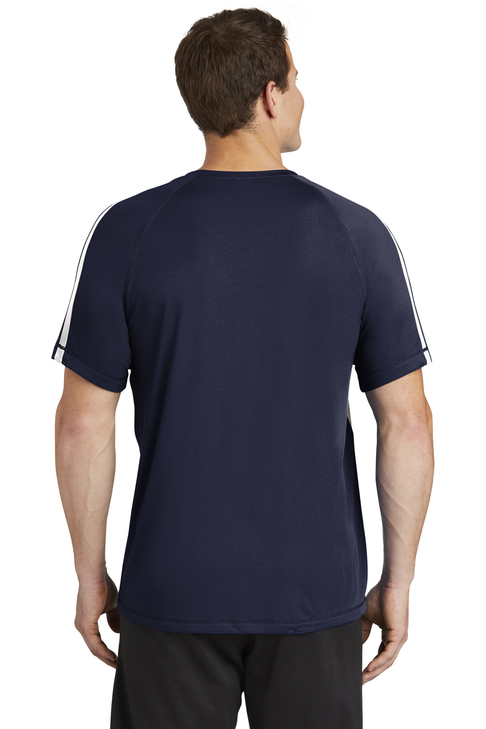 Sport-Tek ST351 Mens Competitor Moisture Wicking Short Sleeve Crewneck T-Shirt Navy Blue/White Back