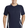 Sport-Tek Mens Competitor Moisture Wicking Short Sleeve Crewneck T-Shirt - True Navy Blue/White