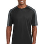 Sport-Tek Mens Competitor Moisture Wicking Short Sleeve Crewneck T-Shirt - Black/Iron Grey