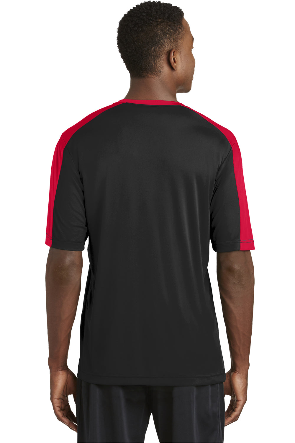 Sport-Tek ST354 Mens Competitor Moisture Wicking Short Sleeve Crewneck T-Shirt Black/Red Back
