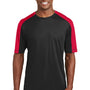 Sport-Tek Mens Competitor Moisture Wicking Short Sleeve Crewneck T-Shirt - Black/True Red