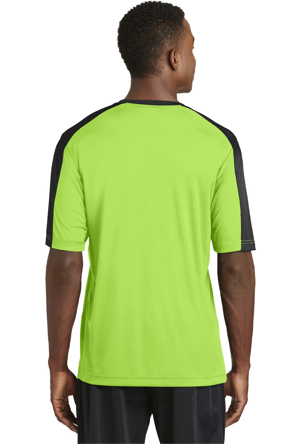 Sport-Tek ST354 Mens Competitor Moisture Wicking Short Sleeve Crewneck T-Shirt Lime Green/Black Back