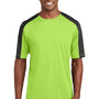Sport-Tek Mens Competitor Moisture Wicking Short Sleeve Crewneck T-Shirt - Lime Shock Green/Black - Closeout
