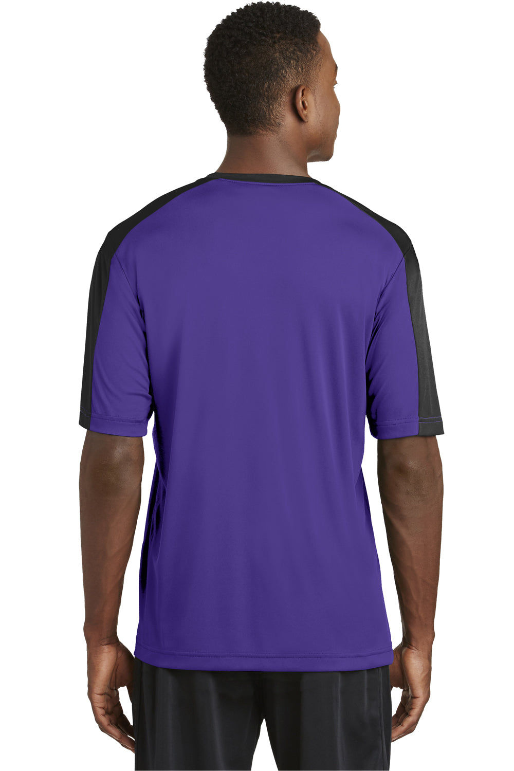 Sport-Tek ST354 Mens Competitor Moisture Wicking Short Sleeve Crewneck T-Shirt Purple/Black Back