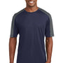 Sport-Tek Mens Competitor Moisture Wicking Short Sleeve Crewneck T-Shirt - True Navy Blue/Iron Grey