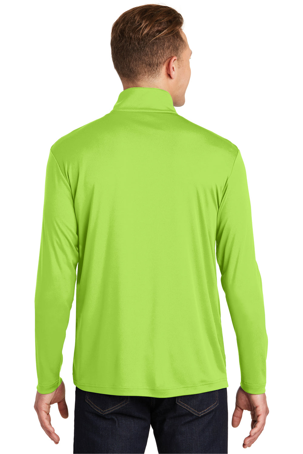 Sport-Tek ST357 Mens Competitor Moisture Wicking 1/4 Zip Sweatshirt Lime Green Back