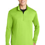 Sport-Tek Mens Competitor Moisture Wicking 1/4 Zip Sweatshirt - Lime Shock Green - Closeout