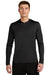 Sport-Tek ST358 Mens Competitor Moisture Wicking Long Sleeve Hooded T-Shirt Hoodie Black Front