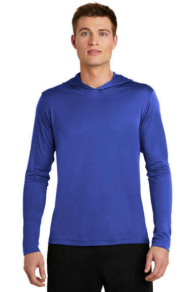 Sport-Tek ST358 Mens Competitor Moisture Wicking Long Sleeve Hooded T-Shirt Hoodie Royal Blue Front