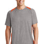 Sport-Tek Mens Contender Heather Moisture Wicking Short Sleeve Crewneck T-Shirt - Heather Vintage Grey/Deep Orange