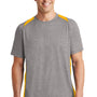 Sport-Tek Mens Contender Heather Moisture Wicking Short Sleeve Crewneck T-Shirt - Heather Vintage Grey/Gold