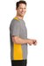 Sport-Tek ST361 Mens Contender Heather Moisture Wicking Short Sleeve Crewneck T-Shirt Vintage Grey/Gold Side
