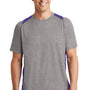 Sport-Tek Mens Contender Heather Moisture Wicking Short Sleeve Crewneck T-Shirt - Heather Vintage Grey/Purple
