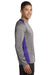Sport-Tek ST361LS Mens Contender Heather Moisture Wicking Long Sleeve Crewneck T-Shirt Vintage Grey/Purple Side