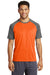Sport-Tek ST362 Mens Contender Heather Moisture Wicking Short Sleeve Crewneck T-Shirt Orange/Graphite Grey Front