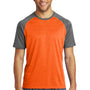 Sport-Tek Mens Contender Heather Moisture Wicking Short Sleeve Crewneck T-Shirt - Heather Deep Orange/Heather Graphite Grey