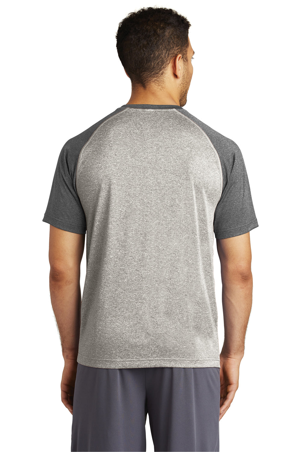 Sport-Tek ST362 Mens Contender Heather Moisture Wicking Short Sleeve Crewneck T-Shirt Vintage Grey/Graphite Grey Back