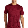 Sport-Tek Mens CamoHex Moisture Wicking Short Sleeve Crewneck T-Shirt - Deep Red