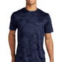 Sport-Tek Mens CamoHex Moisture Wicking Short Sleeve Crewneck T-Shirt - True Navy Blue