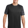 Sport-Tek Mens CamoHex Moisture Wicking Short Sleeve Crewneck T-Shirt - Black/Iron Grey