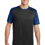 Sport-Tek Mens CamoHex Moisture Wicking Short Sleeve Crewneck T-Shirt - Black/True Royal Blue