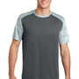 Sport-Tek Mens CamoHex Moisture Wicking Short Sleeve Crewneck T-Shirt - Iron Grey/White