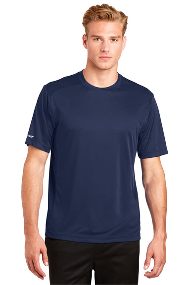 Sport-Tek ST380 Mens Elevate Moisture Wicking Short Sleeve Crewneck T-Shirt Navy Blue Front