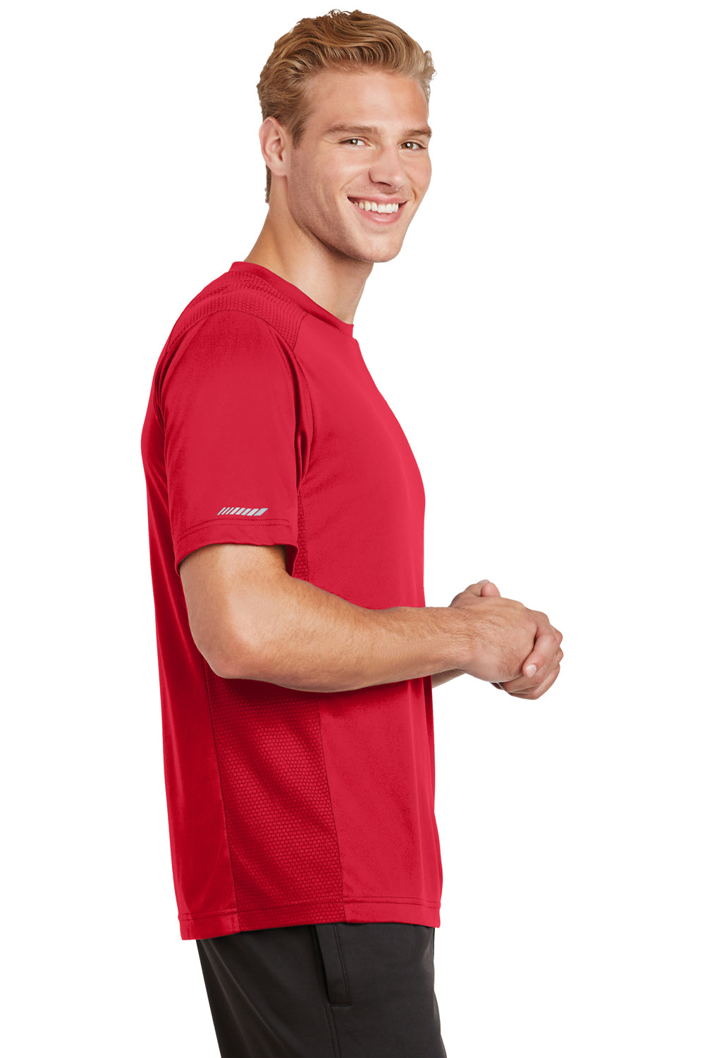 Sport-Tek ST380 Mens Elevate Moisture Wicking Short Sleeve Crewneck T-Shirt Red Side