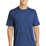 Sport-Tek Mens Electric Heather Moisture Wicking Short Sleeve Crewneck T-Shirt - Dark Royal Blue Electric