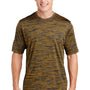 Sport-Tek Mens Electric Heather Moisture Wicking Short Sleeve Crewneck T-Shirt - Gold/Black Electric - Closeout