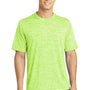 Sport-Tek Mens Electric Heather Moisture Wicking Short Sleeve Crewneck T-Shirt - Lime Shock Green Electric