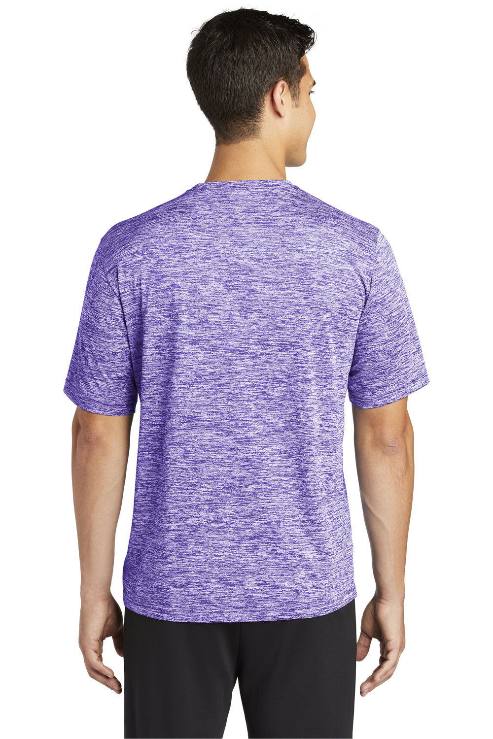 Sport-Tek ST390 Mens Electric Heather Moisture Wicking Short Sleeve Crewneck T-Shirt Purple Back