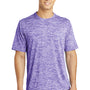 Sport-Tek Mens Electric Heather Moisture Wicking Short Sleeve Crewneck T-Shirt - Purple Electric