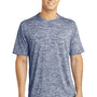 Sport-Tek Mens Electric Heather Moisture Wicking Short Sleeve Crewneck T-Shirt - True Navy Blue Electric