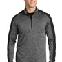 Sport-Tek Mens Electric Heather Moisture Wicking 1/4 Zip Sweatshirt - Grey Black Electric/Black