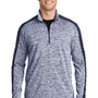 Sport-Tek Mens Electric Heather Moisture Wicking 1/4 Zip Sweatshirt - True Navy Blue Electric/True Navy Blue