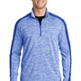 Sport-Tek Mens Electric Heather Moisture Wicking 1/4 Zip Sweatshirt - True Royal Blue Electric/True Royal Blue
