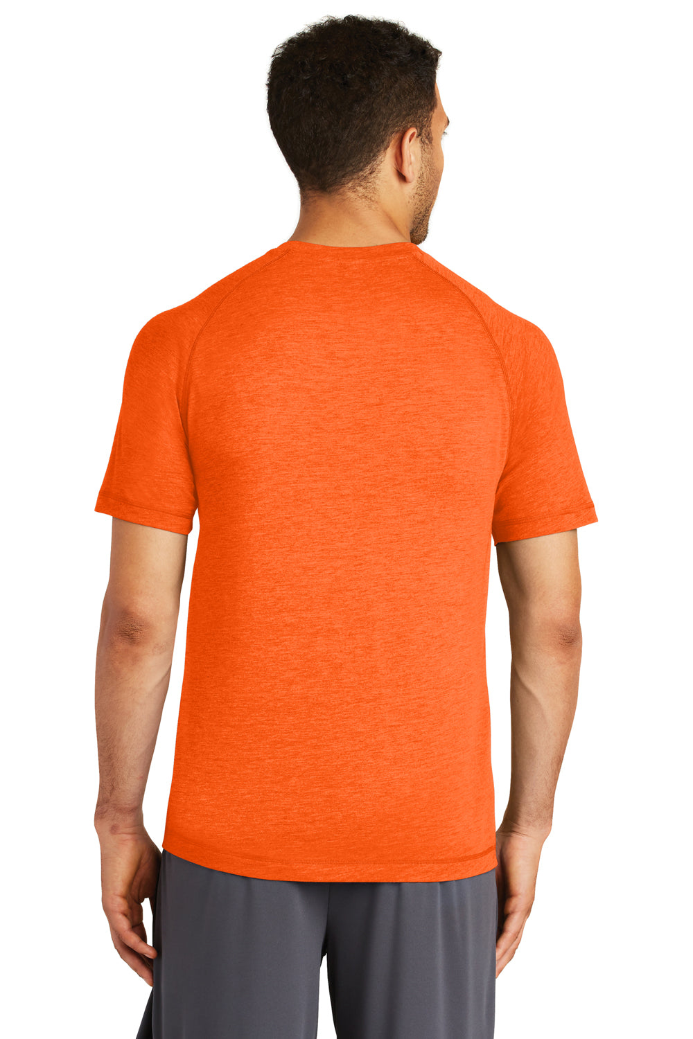 Sport-Tek ST400 Mens Moisture Wicking Short Sleeve Crewneck T-Shirt Heather Orange Back