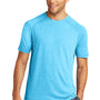 Sport-Tek Mens Moisture Wicking Short Sleeve Crewneck T-Shirt - Heather Pond Blue