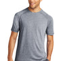 Sport-Tek Mens Moisture Wicking Short Sleeve Crewneck T-Shirt - Heather True Navy Blue