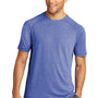 Sport-Tek Mens Moisture Wicking Short Sleeve Crewneck T-Shirt - Heather True Royal Blue